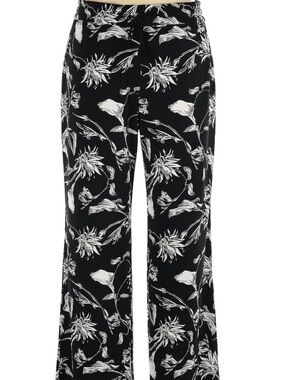 White House Black Market Black Floral Wide-Leg Pants